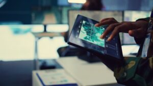 Military IT professional gathers intelligence from world map projection